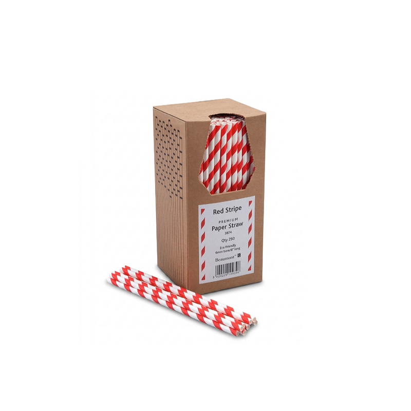 Red Stripe Paper Straw (250)